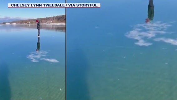 Crystal clear ice forms on Lake Superior