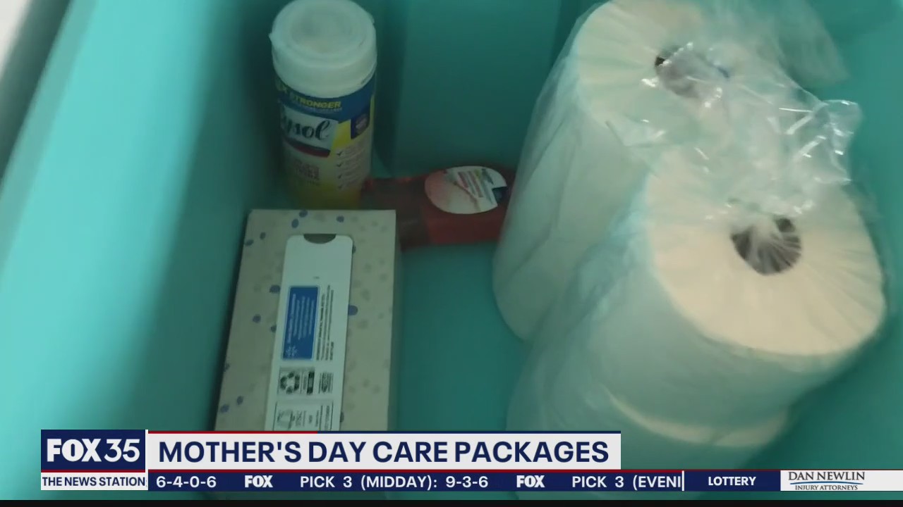 Woman creating Mother's Day care packages for single moms