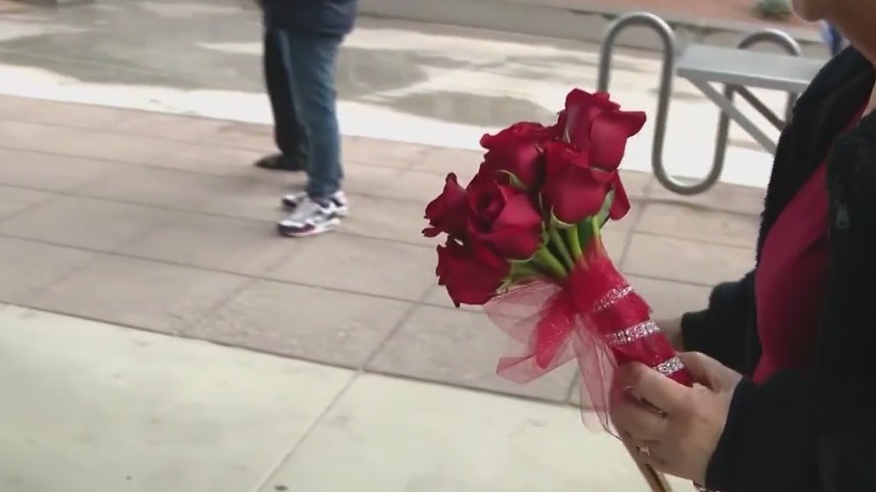 Couples marry at the courthouse in downtown on Valentine's Day