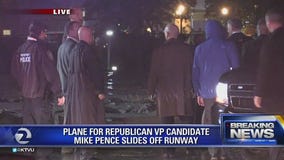 Plane carrying Mike Pence slides off runway