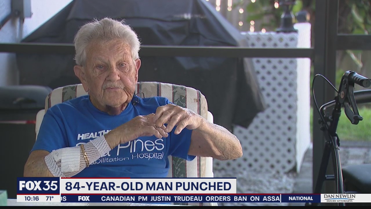 Elderly man punched at gas station
