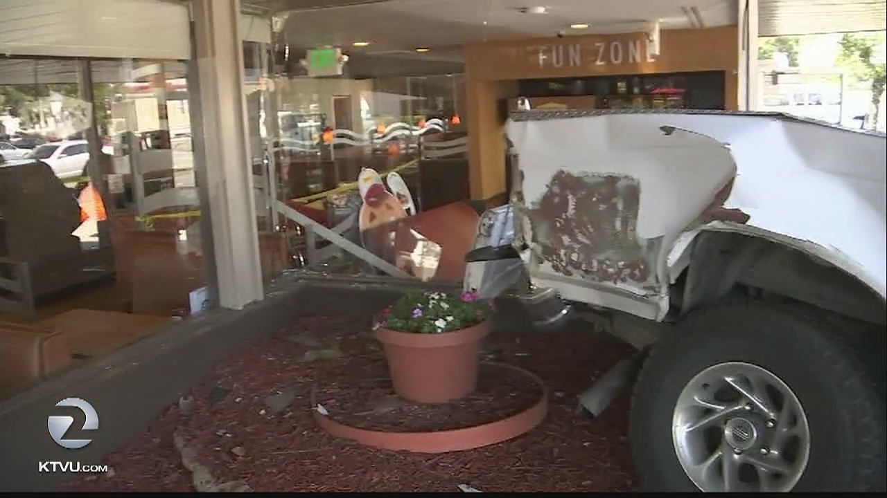 Truck crashes into Denny's restaurant