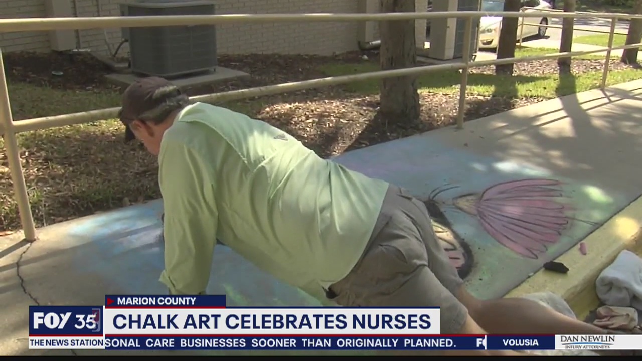 Chalk art celebrates nurses