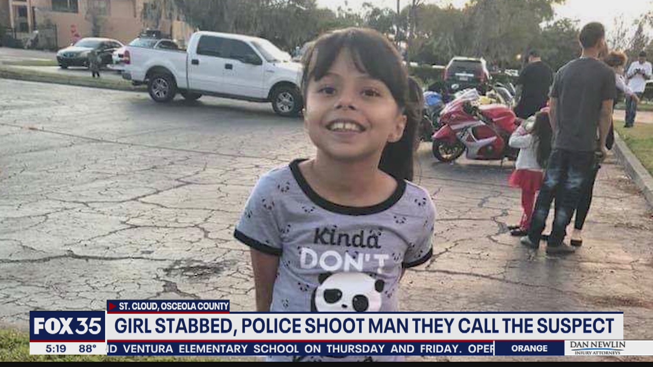 Girl stabbed before police shoot man they call suspect