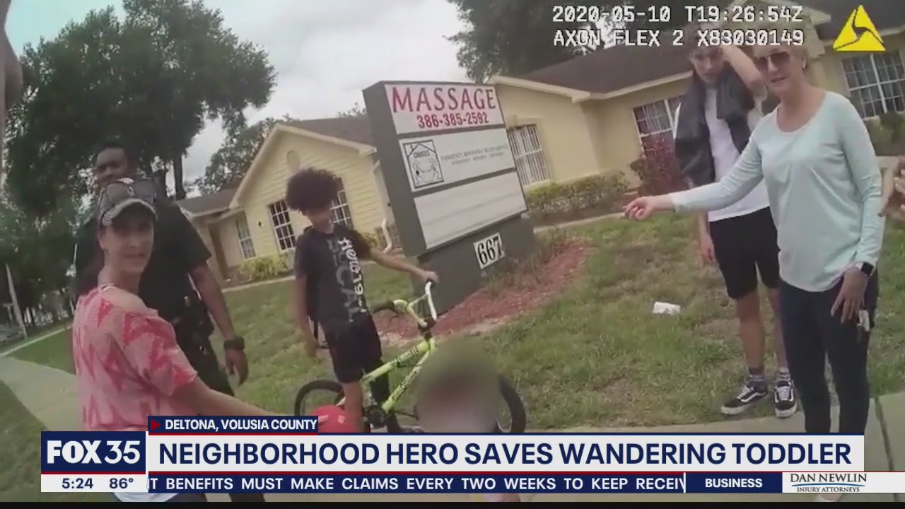 Teen finds wandering toddler on busy road