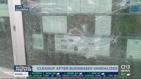 Cleanup underway in Olympia after businesses, government buildings vandalized