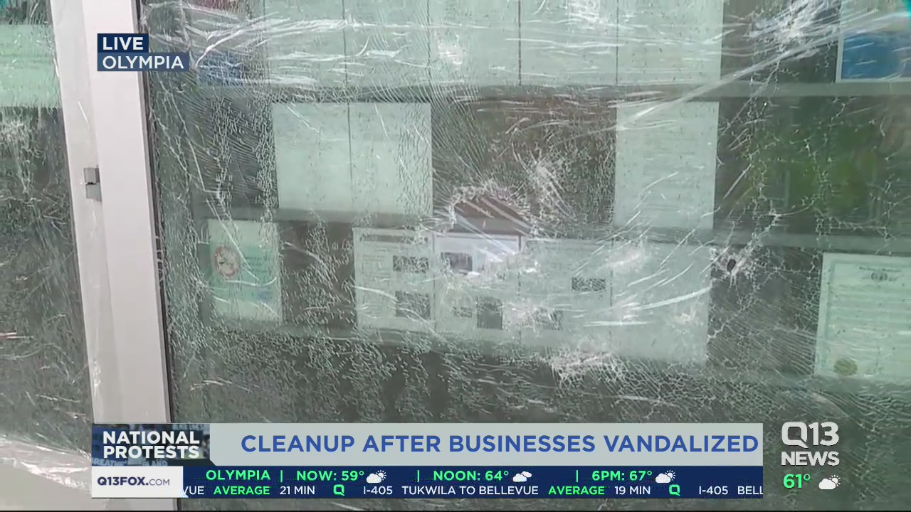 Cleanup underway in Olympia after businesses, government buildings vandalized