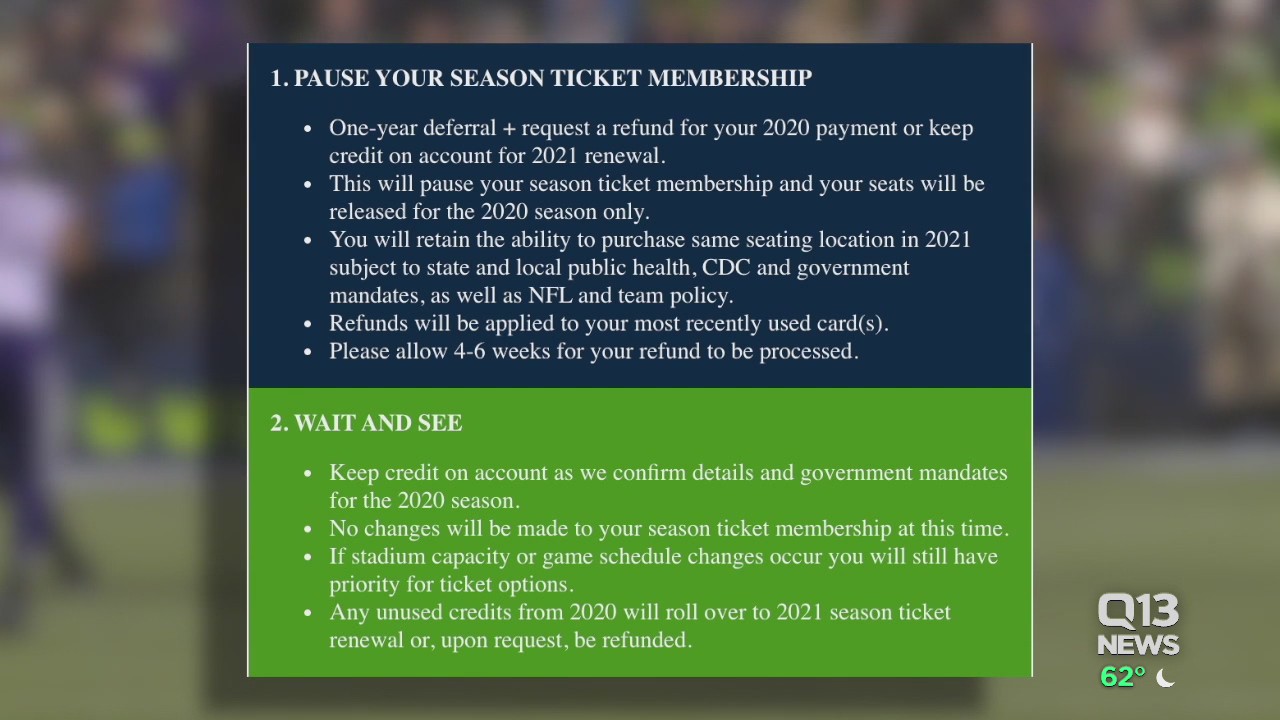 Seahawks offer optional refunds for 2020 season to season ticket holders