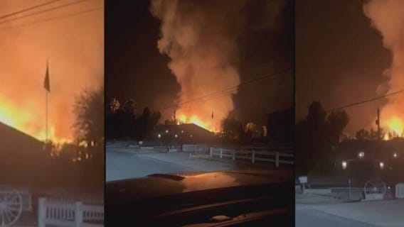 Hay fire in Chandler sends flames feet into the air