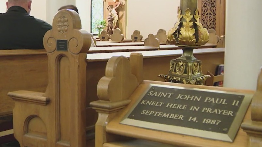Franciscans leaving St. Mary's Basilica
