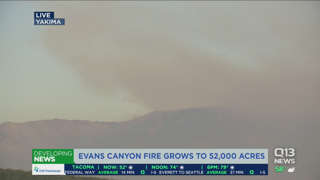 Evans Canyon Fire balloons again overnight