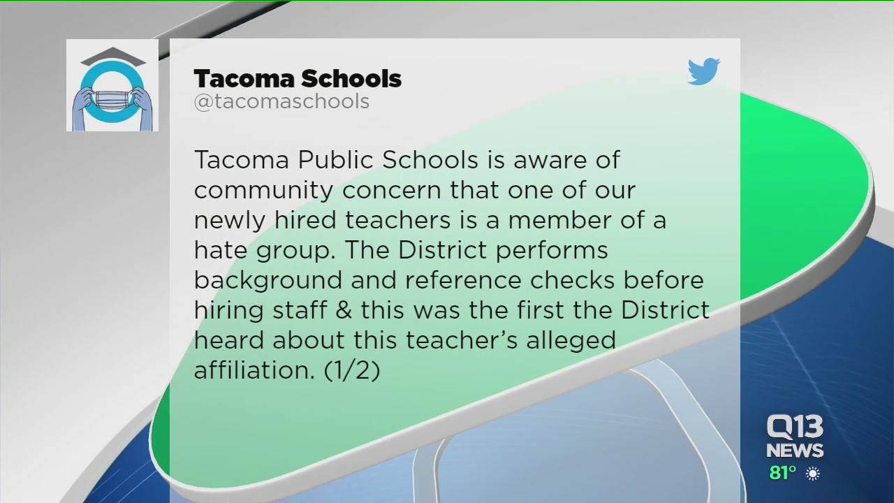 Tacoma teacher on leave as district investigates possible hate group affiliation