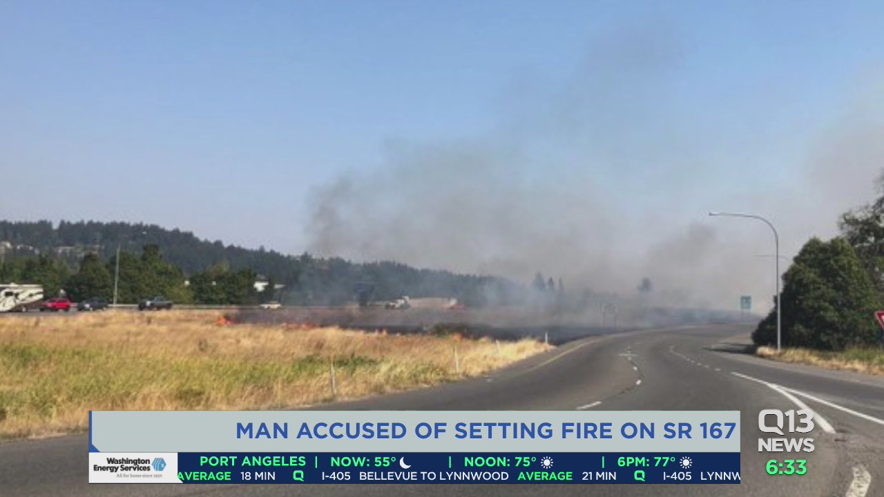 Man accused of setting fire on median in Puyallup