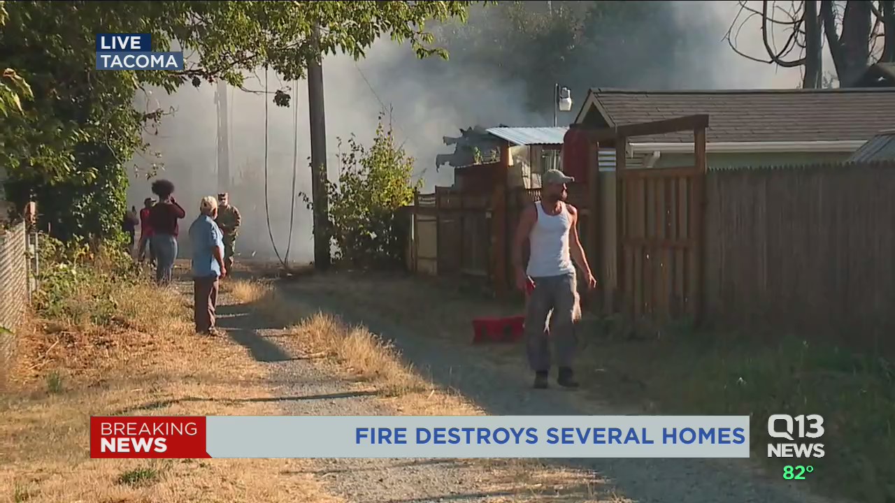 Fire destroys several structures in south Tacoma | FOX 13 Seattle
