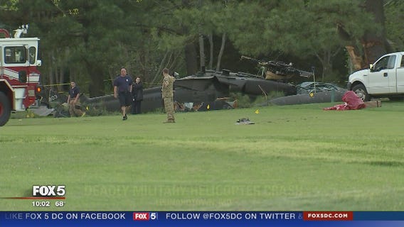 1 killed, 2 others hurt after military helicopter crashes on Md. golf course