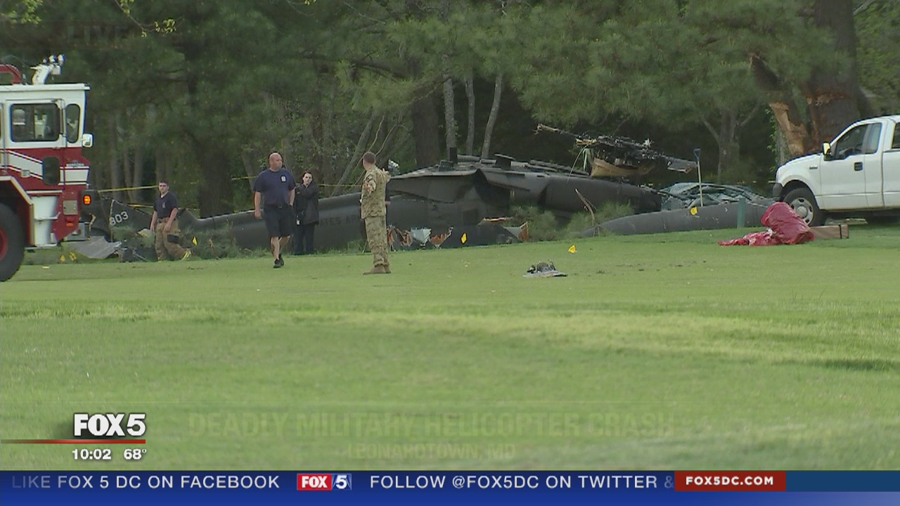 1 killed, 2 others hurt after military helicopter crashes on Md. golf course