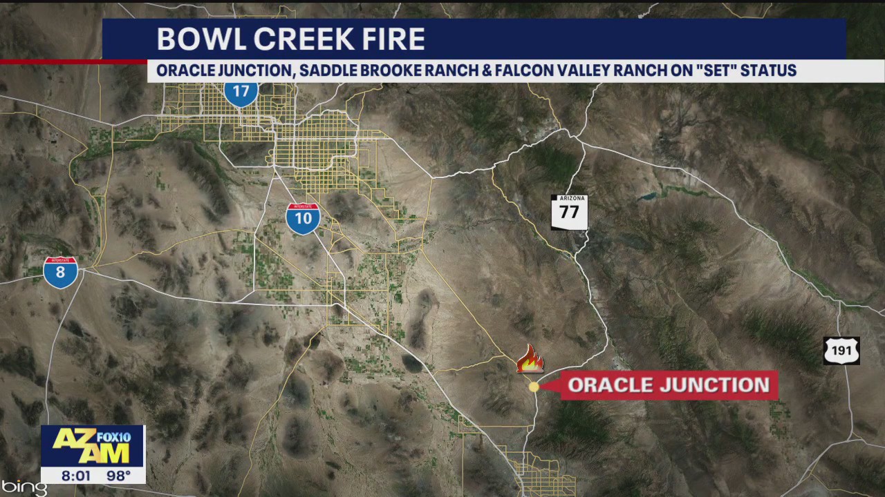 Bowl Creek Fire burns NW of Oracle Junction