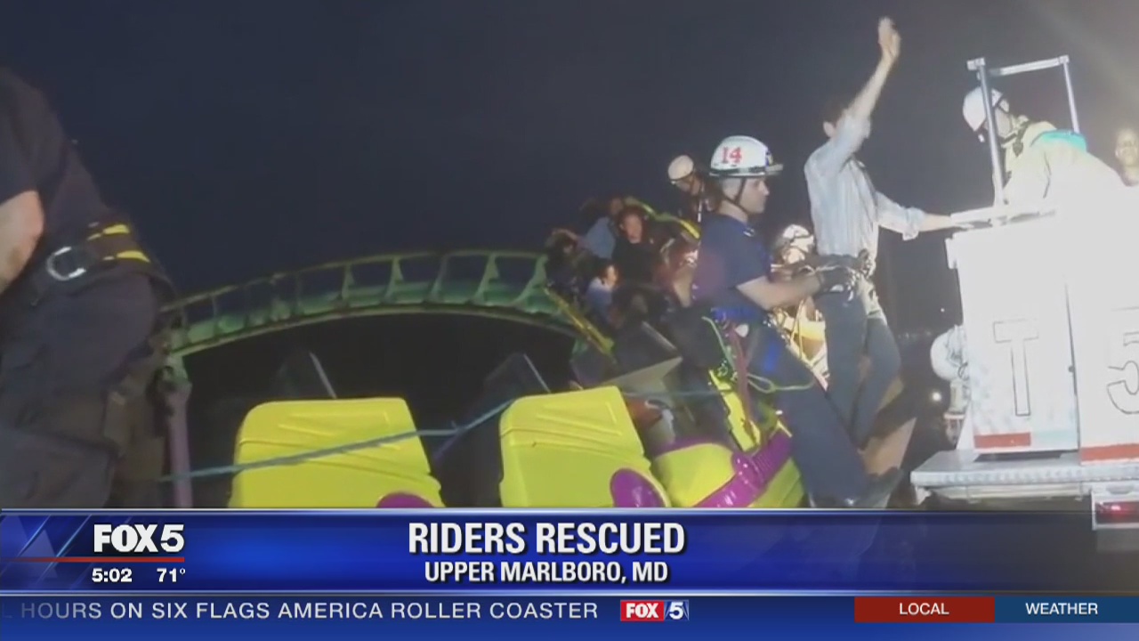 GoPro video shows close-up view of Six Flags roller coaster rescue