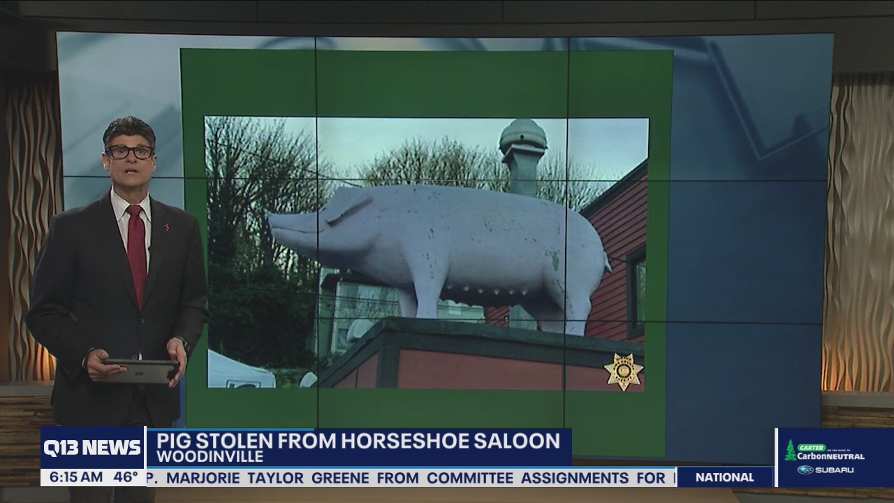 Giant fiber glass pig stolen from Woodinville rooftop