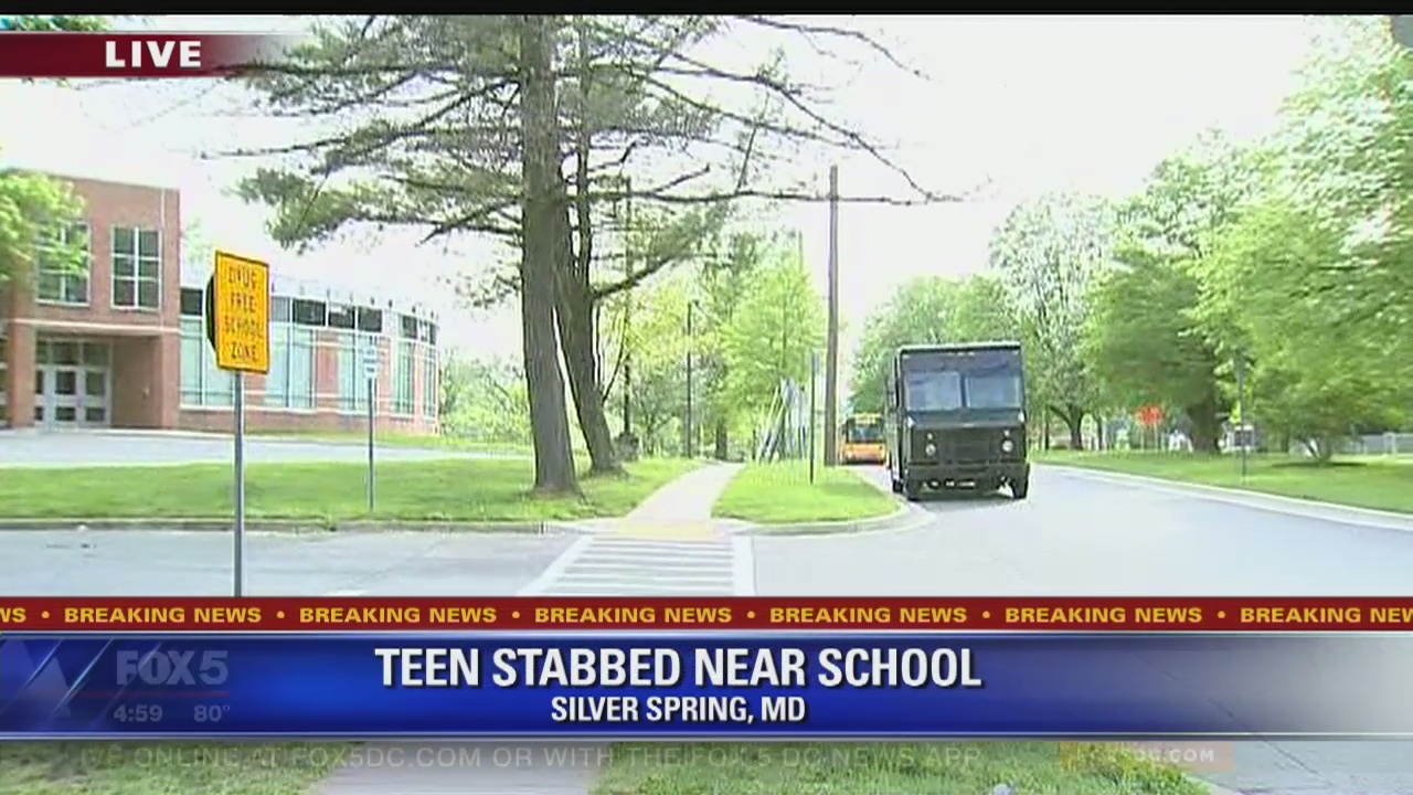 Teen stabbed at bus stop near Md. school
