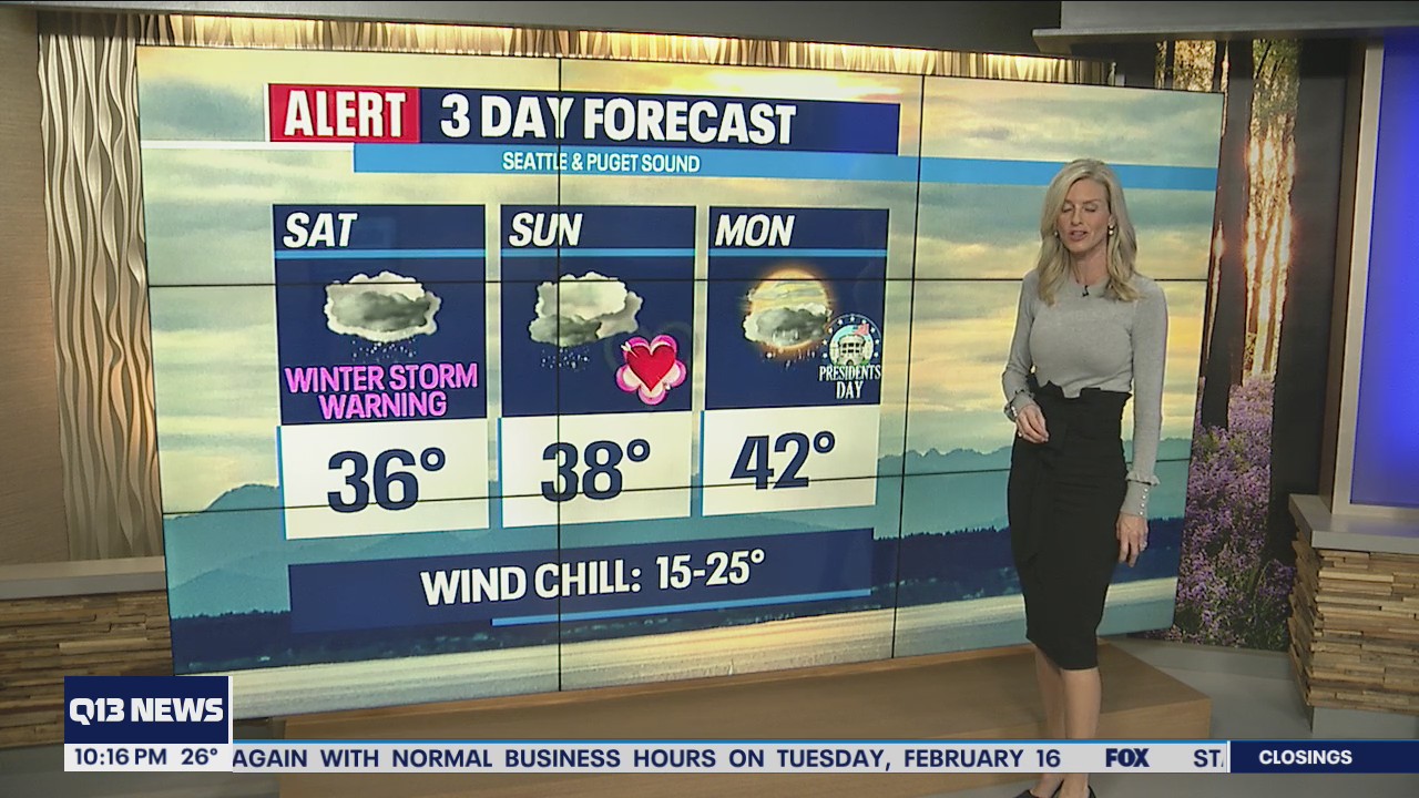 Snow sweeping through Puget Sound Friday night