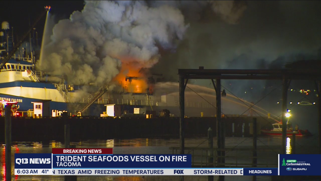 Trident Seafoods fishing vessel on fire in Port of Tacoma