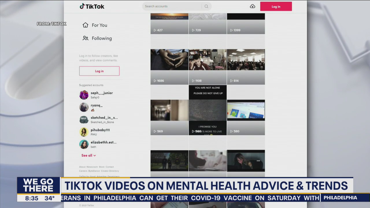 TikTok videos on mental health advice and trends