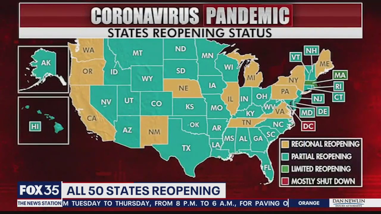 All 50 states in reopening phases