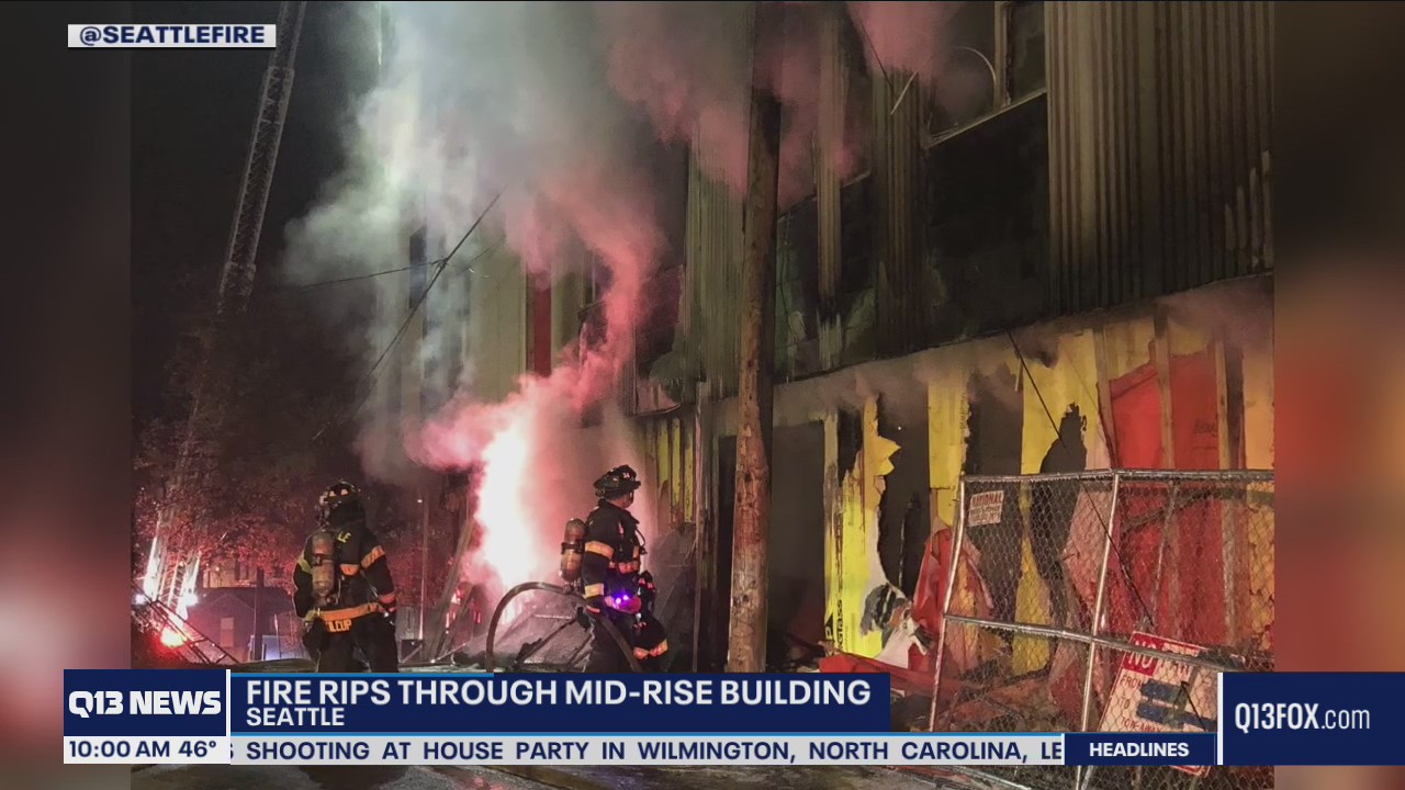 Fire rips through mid-rise building in South Seattle