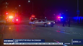 Crash splits car in half