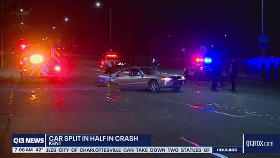 Crash splits car in half