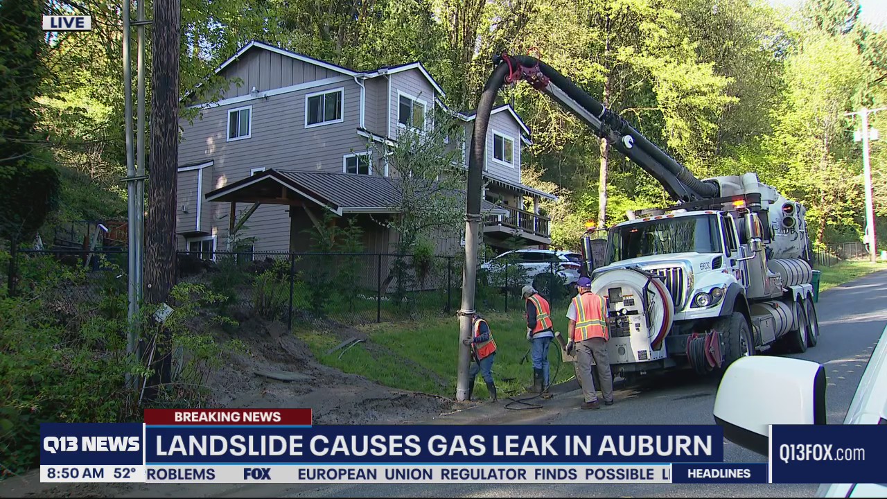 Landslide causes gas leak in Auburn