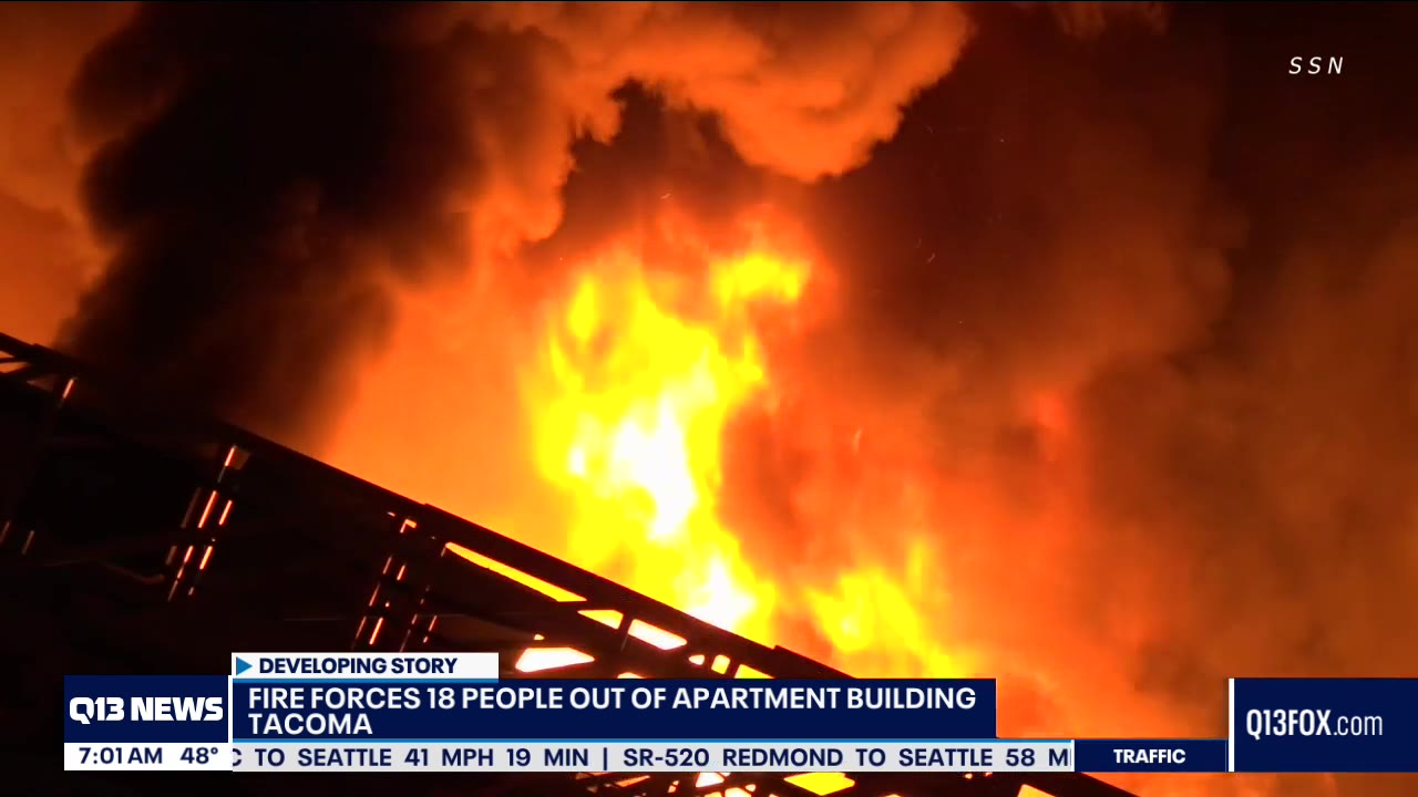 Eighteen people displaced after fire at Tacoma apartment complex