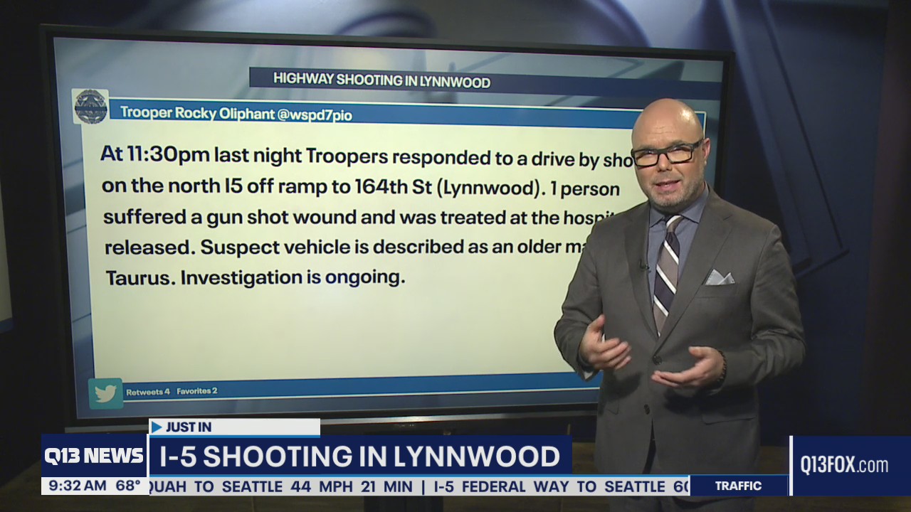 One hurt in drive-by shooting on I-5 in Lynnwood