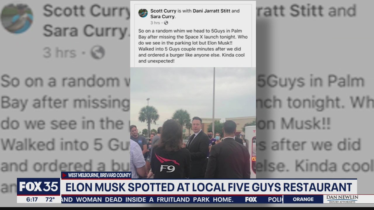 Elon Musk spotted at local burger eatery after scrubbed launch