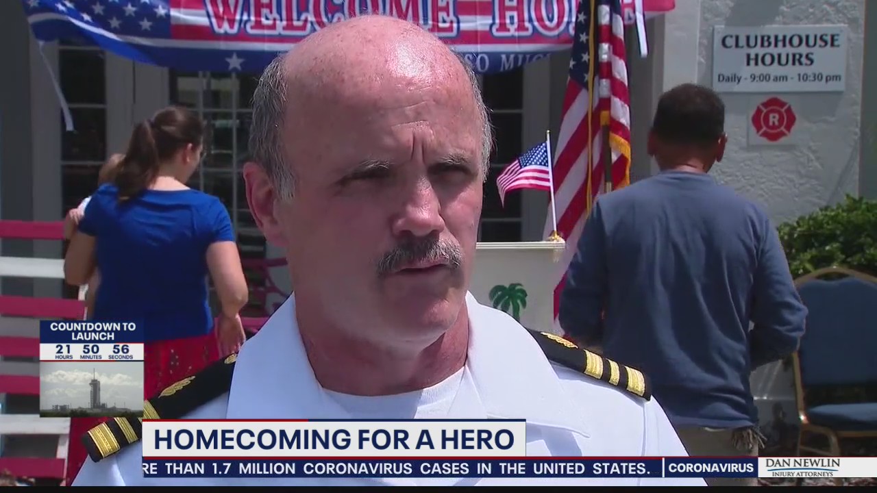 Navy officer receives hero's welcome in Oviedo after returning from COVID-19 deployment