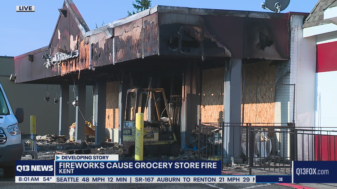 Fireworks cause grocery store fire in Kent