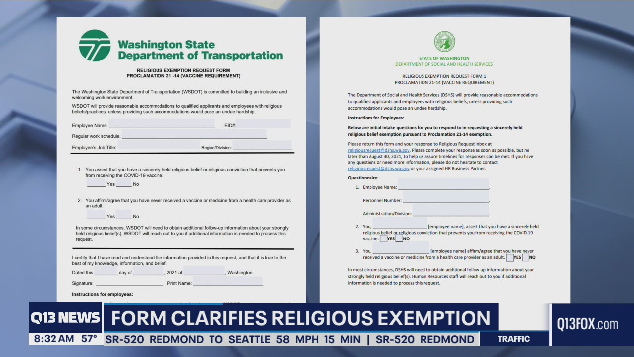 Form clarifies religious exemption from vaccine for state workers