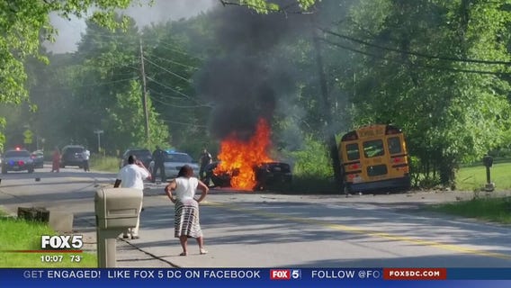 1 killed after school bus and car collide in Temple Hills