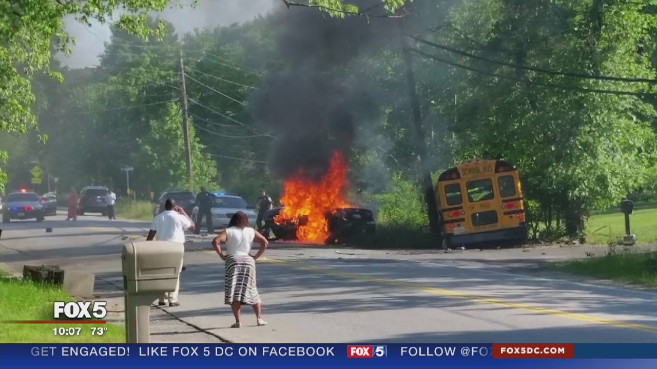 1 killed after school bus and car collide in Temple Hills