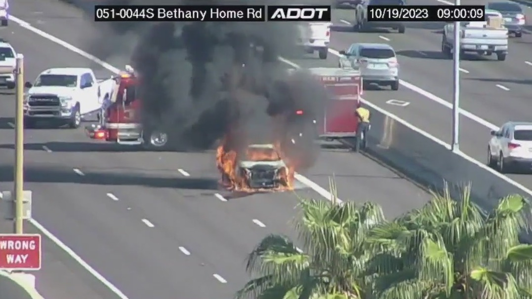 Car fire causes traffic backup on State Route 51