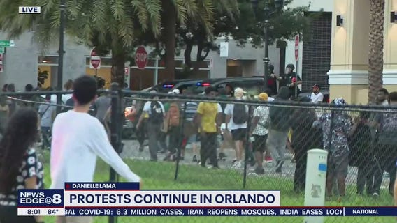 Protests continue Monday evening near Lake Eola