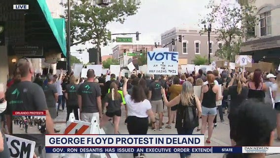 Protesters, police officers jion in DeLand demonstrations