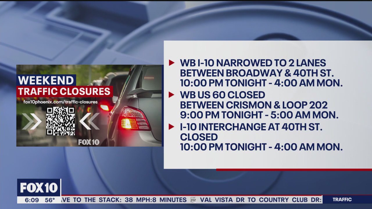 Phoenix weekend freeway closures (March 1-4)