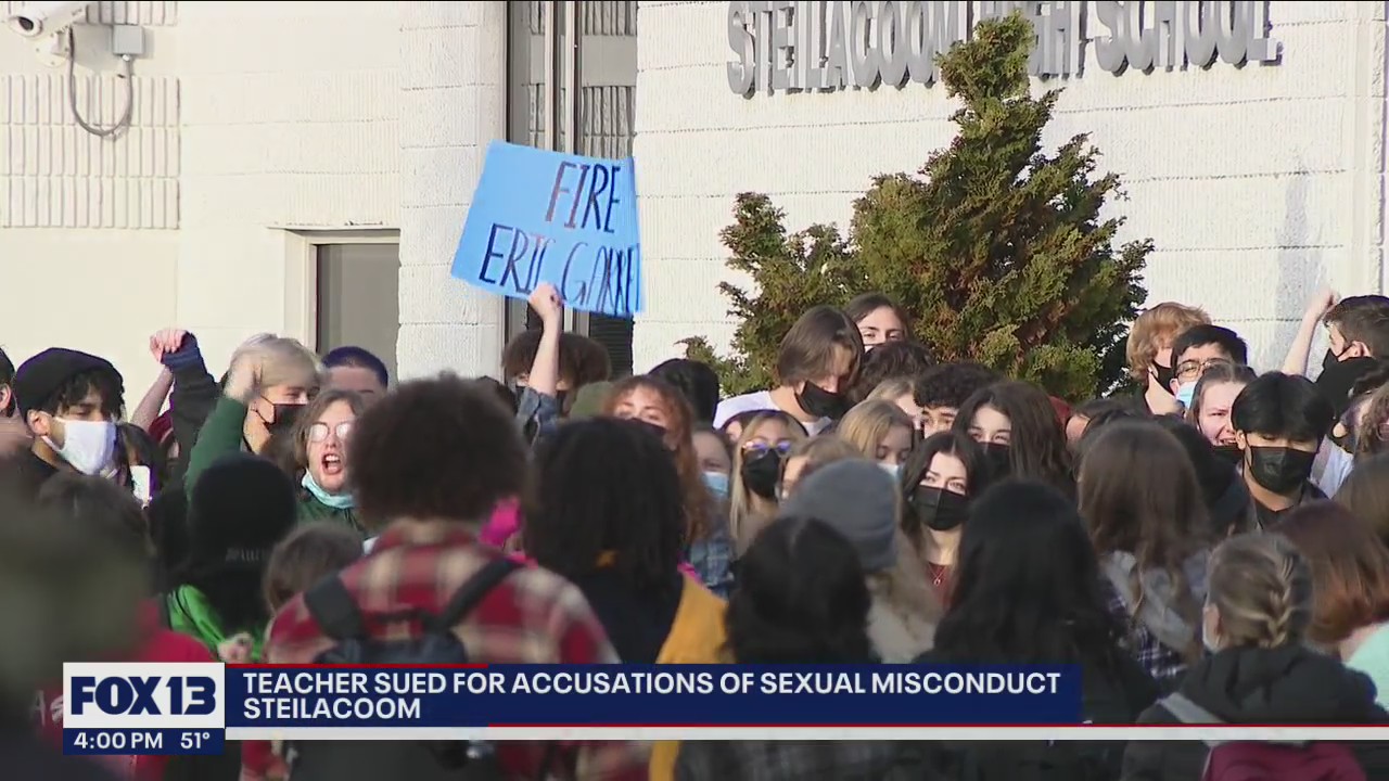 Students walk out to protest sexual harassment case