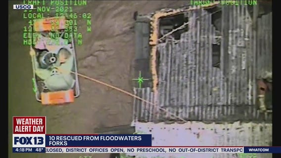 Baby among 10 people rescued from Forks flooding