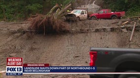 Mudslide shuts down all lanes of I-5 North near Bellingham