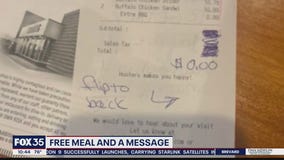 Free meal and a message to young couple at diner