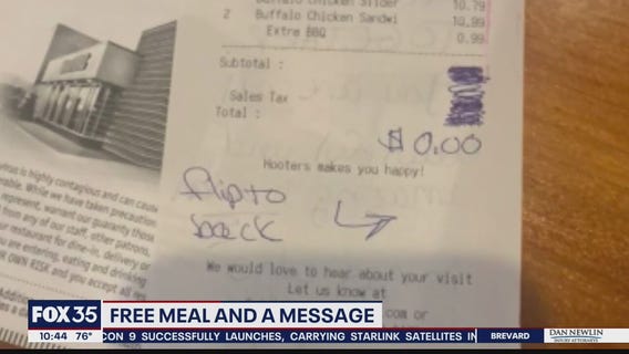 Free meal and a message to young couple at diner