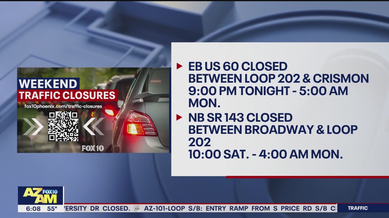 Phoenix weekend freeway closures (March 15-18)